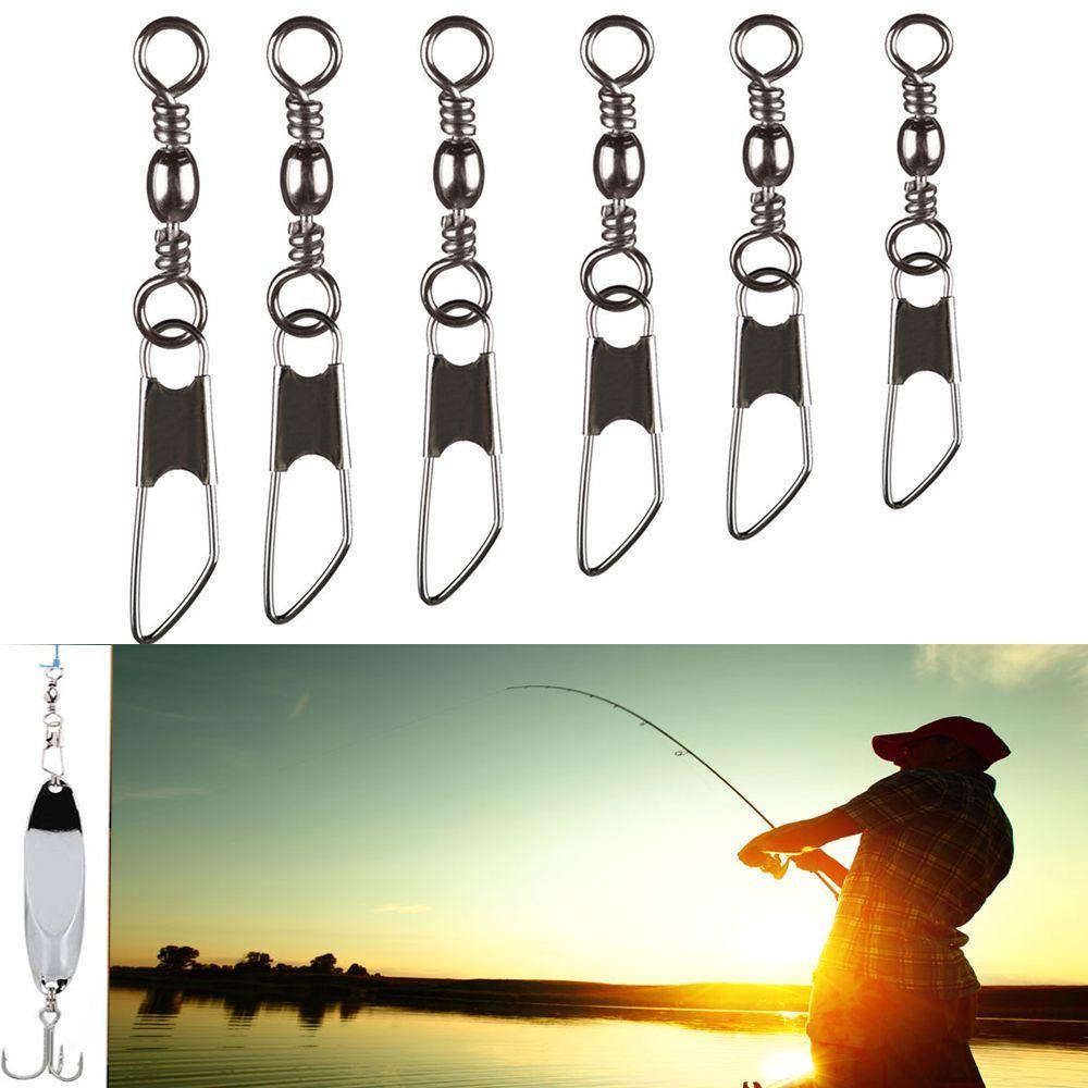 Metal Tool Tackle Swivels Solid Rings Fishing Line Connector Hanging Snap Fishing Pins