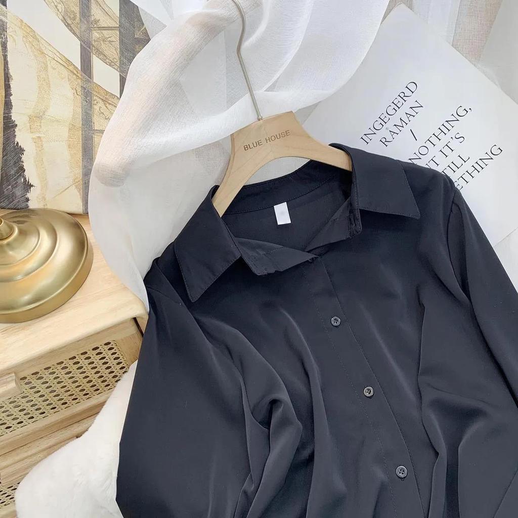 S-3XL женская однотонная рубашка Morandi большого размера с длинными рукавами, женская весенне-осенняя свободная повседневная рубашка, универсальные топы