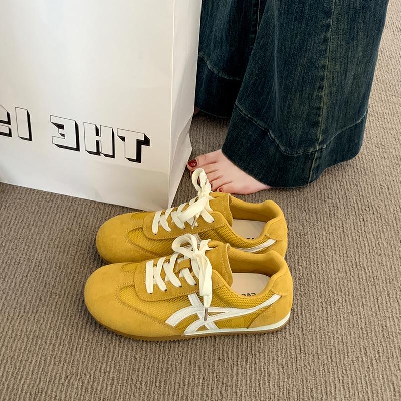 Летние дышащие сетчатые желтые туфли тонкие повседневные ретро маленькие одинарные туфли женские туфли из сетчатой ткани