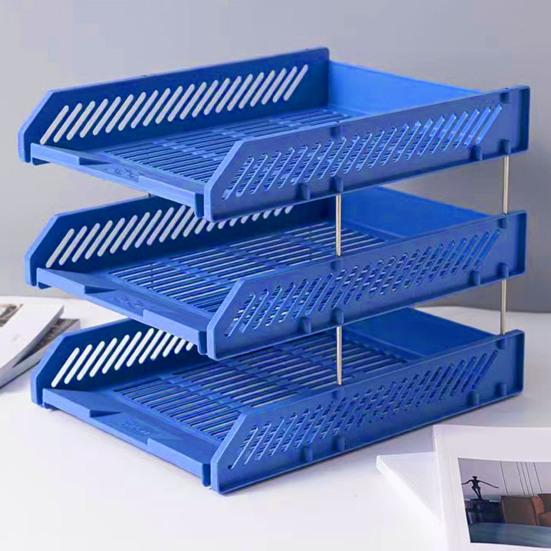 3 Tier Stackable Letter Tray Desk Paper Organizer Plastic File Document Storage Rack for Home Office School