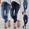 European And American Style Women'S Denim Pants With Drawstring Straps, Harem Pants