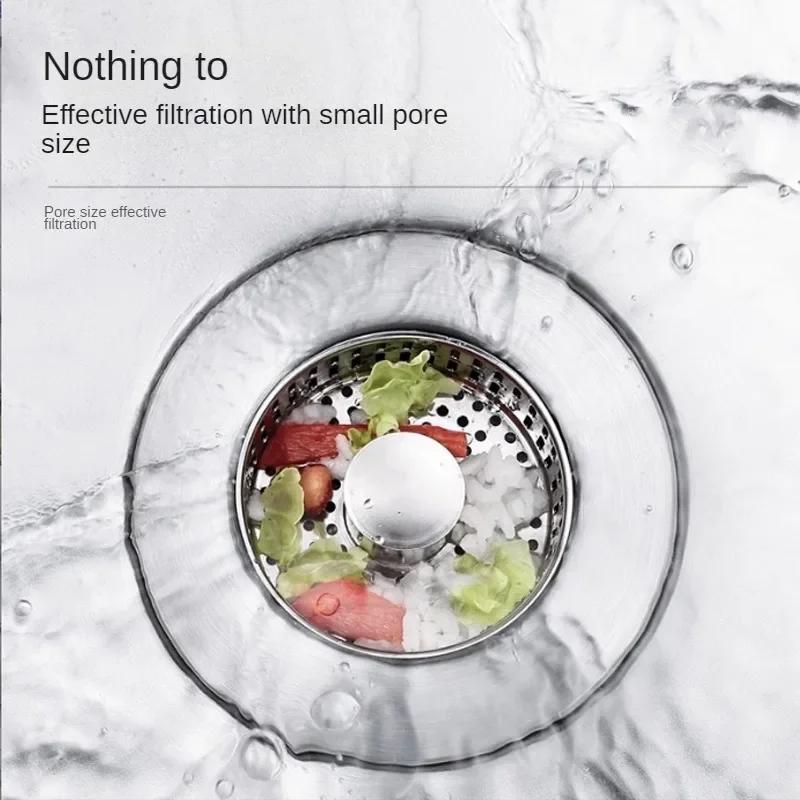 Kitchen Sink Drain Strainer Stainless Steel PopUp Sink Stopper Anti-Clogging Catcher Basket Odor Filter Plug Kitchen Accessories