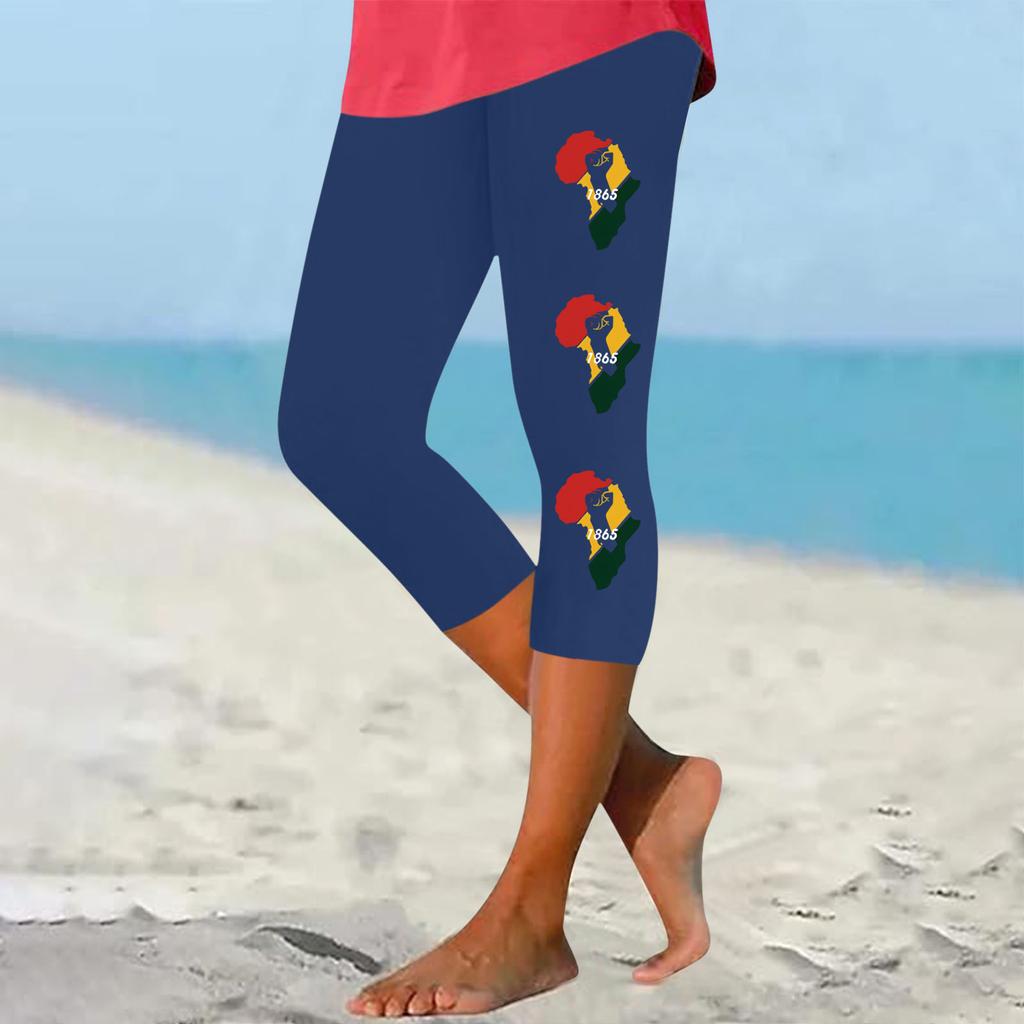 Leggings For Women, Cotton, Stretch, High Waisted, Womens Capris For Summer, Juneteenth Outfit