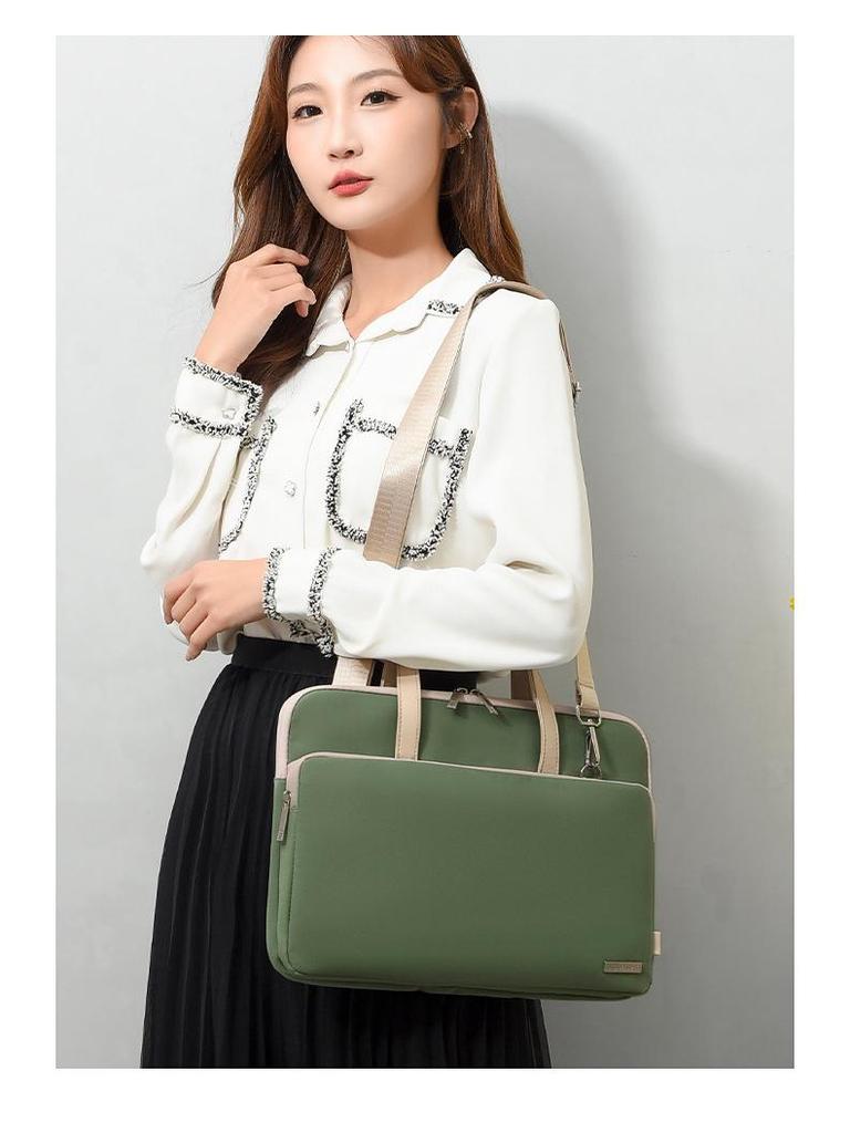 Morandi Lightweight & Fashionable Single-Shoulder Waterproof Laptop Bag, Plush Tote Briefcase for 13/16 Inch Computers