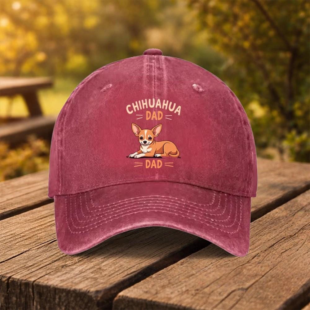 Chihuahua Dad Baseball Cap Washed Cotton Adjustable Casual Outdoor Sports Snapback Hat