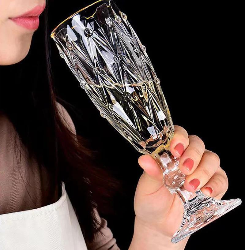 Винтажный стеклянный бокал для шампанского, бокалы для шампанского, бокалы для вина, бокал для виски, кружки, бокалы для питья, роскошный набор, хрустальная посуда для бара