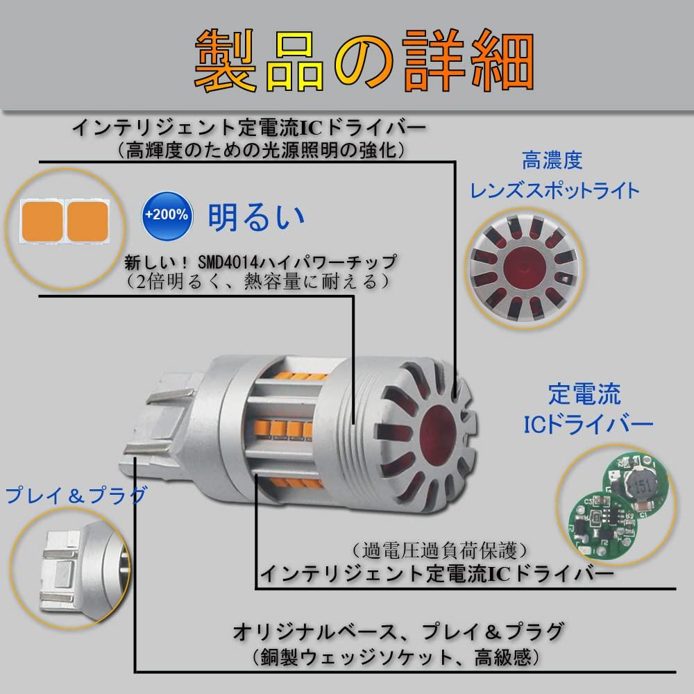 Eseastar T20 7443 WY21W Светодиодный указатель поворота, Взрывной свет, Лампа, Янтарный, Охлаждающий вентилятор, Высокий