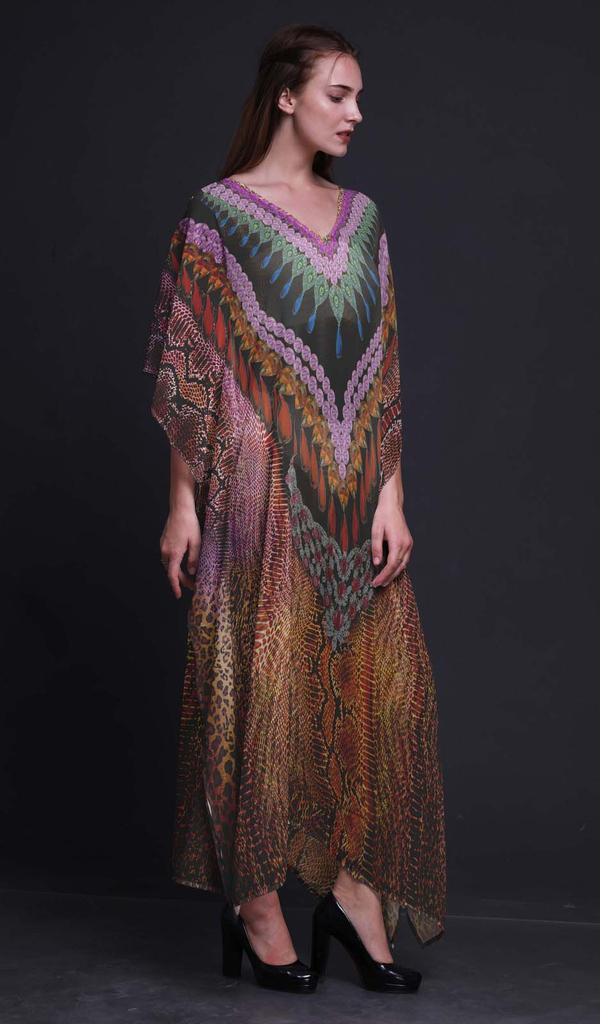 Phagun Snake Animal Skin Womens Long Beach Kaftan Beachwear Bikini Coverup Maxi