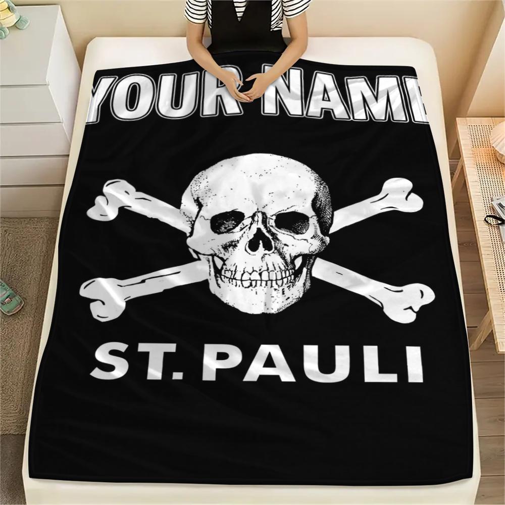 1PC Custom Name St.Pauli Patterned Flannel Blanket Suitable For All Seasons for Home Decor Warmth and Comfort Gifts Holiday Present