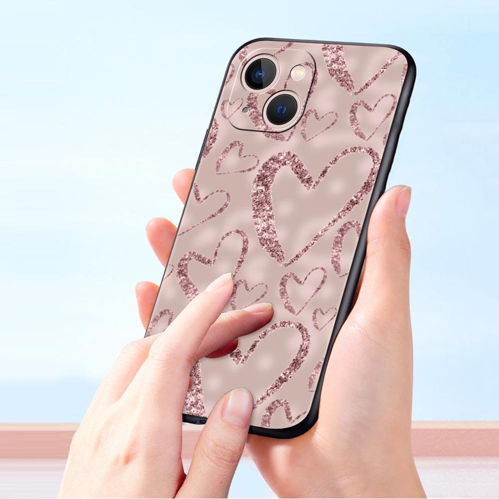 Чехол для телефона Золотая Роза Сердце Любви Для iPhone 17 16 15 Pro Max 11 12 13 14 7 8 Plus SE 2020 X XR XS Чехол Мягкий Черный