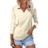 Women's Fashion Casual Lapel 3/4 Sleeve  Shirt Women's Button Up Tops