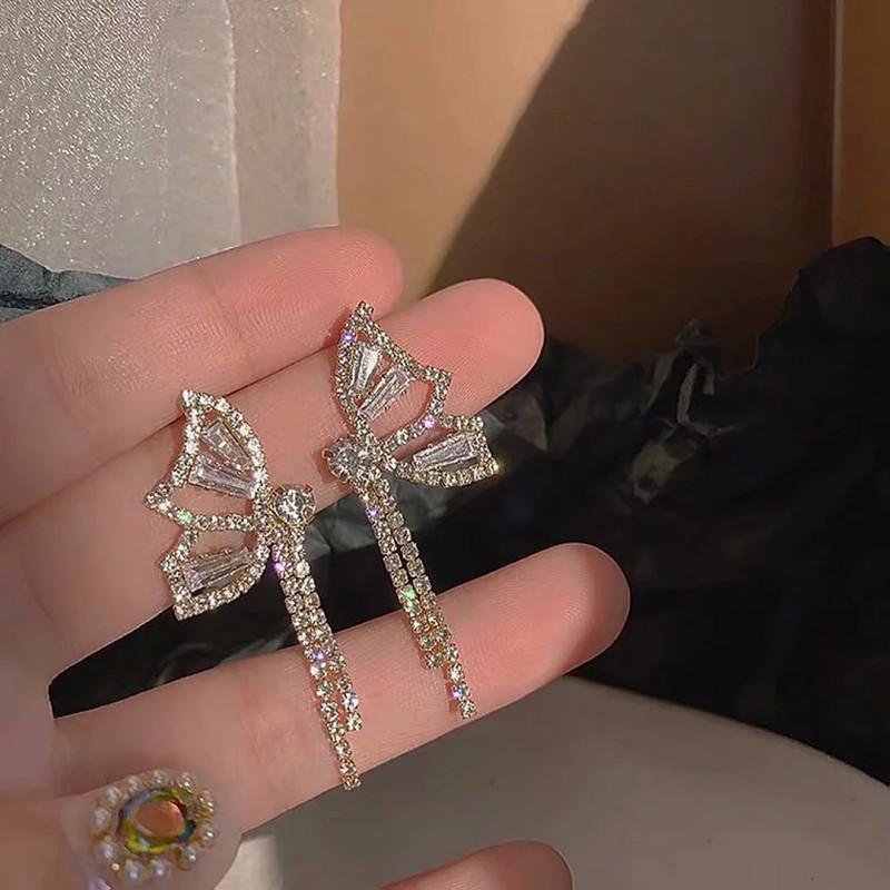 111 серебряная игла бриллиантовая бабочка кисточка серьги-гвоздики женские высокая мода легкая роскошь интернет-знаменитость универсальные серьги с темпераментом