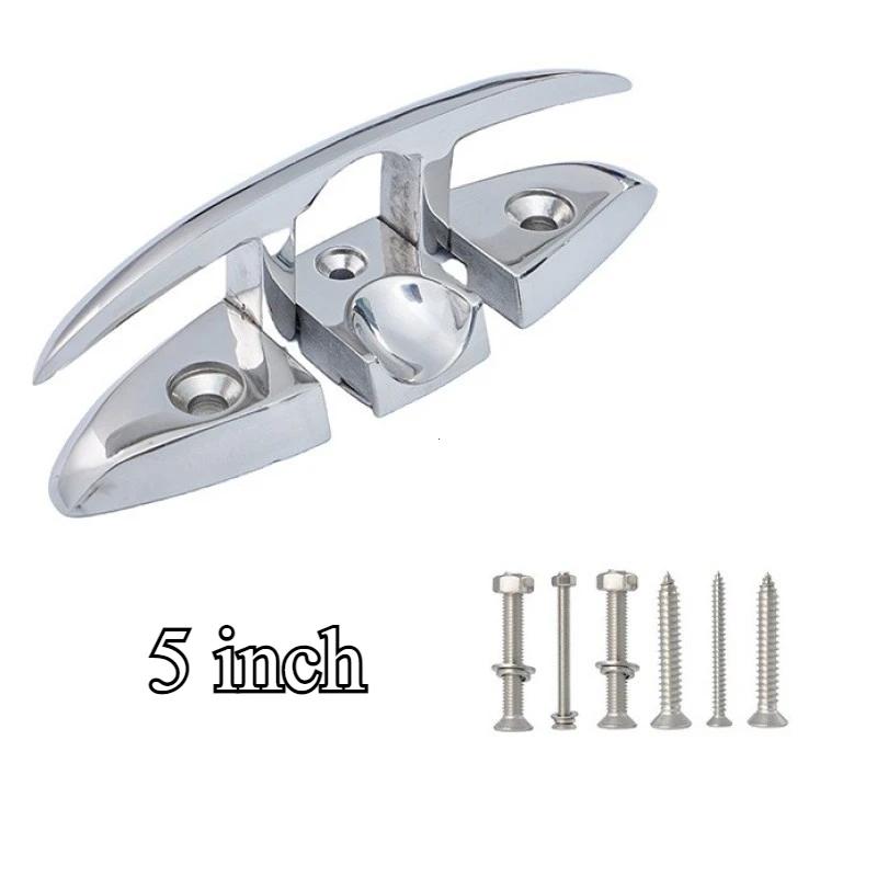 5inch 6inch Marine Mooring Folding Cleat 316 Stainless Steel High Mirror Polished Glossy Boat Deck Folding Cleats Parts