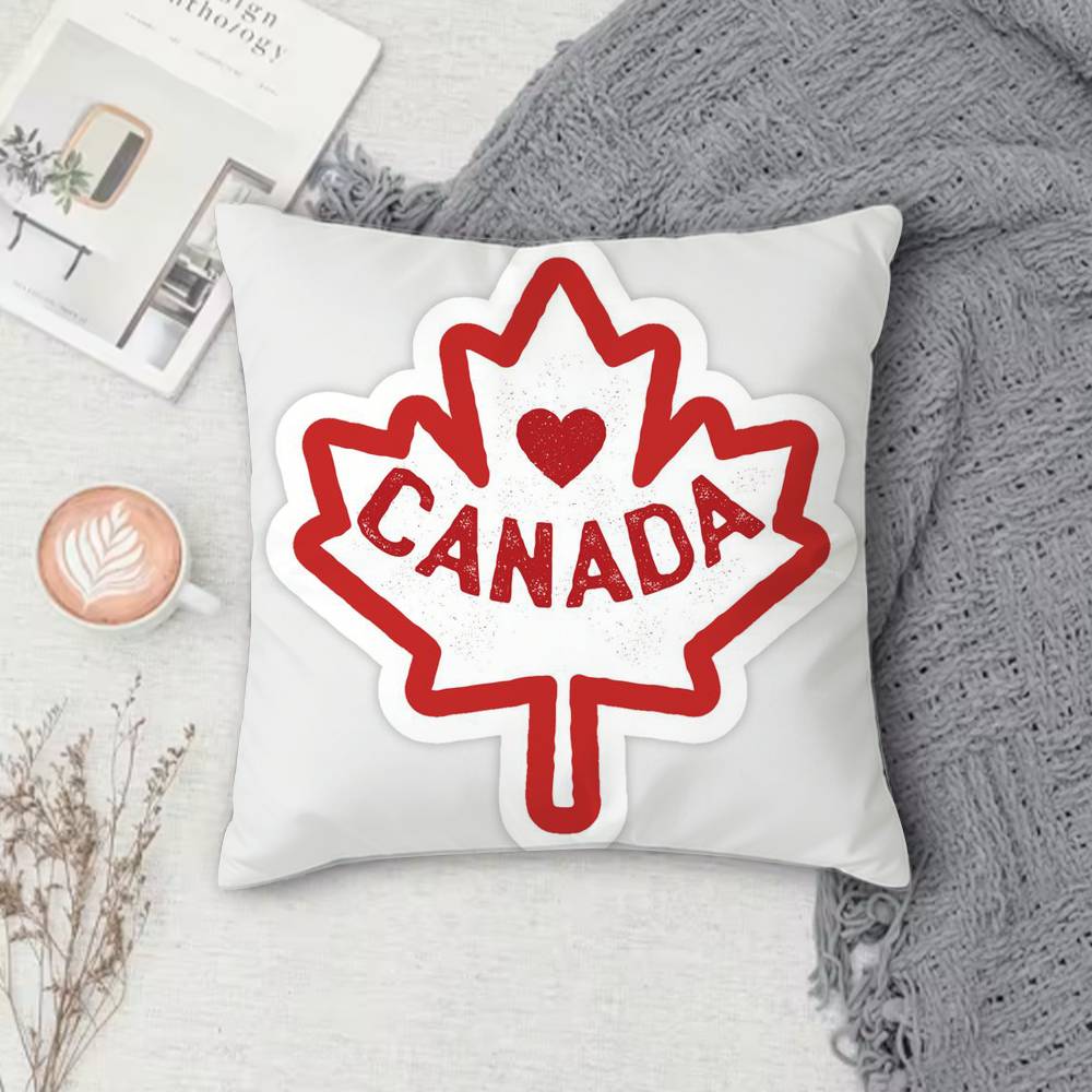 Canada Maple Leaf National Team Double-Sided Printed Square Decorative Cushion Cover For Sofa Living Room Home Decor