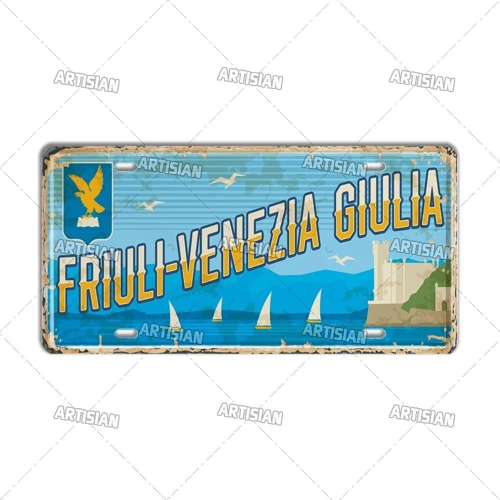 Artisian Италия Город Государство Дорожный автомобильный номерной знак Провинция Металлический знак Достопримечательность Номерной знак Декоративная жестяная табличка Настенный декор Часть