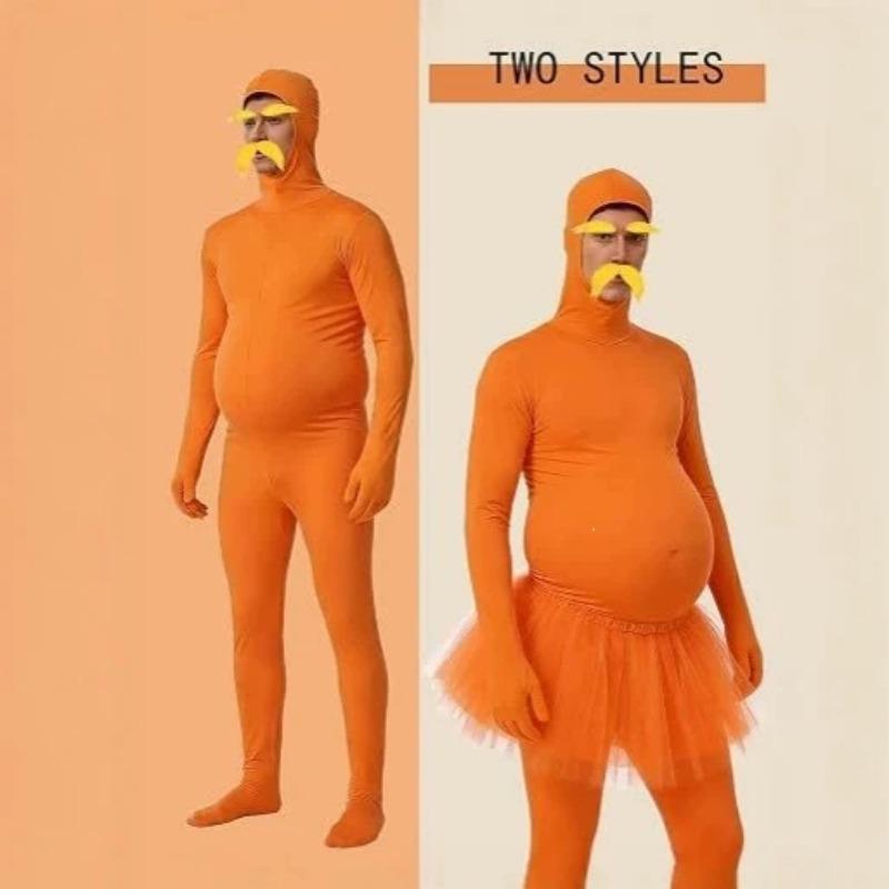 Оранжевый Full Face Zentai Костюм Лорэкса с пышной юбкой, Костюм для Хэллоуина, Забавное выступление на вечеринке