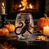 Festive Beverage Cups Halloween Glass Tumbler, Embossed Pumpkin Ghost Cat Bat Drinking Glass, Kitchen Counter Decor Spooky Stemless Cups, Seasonal