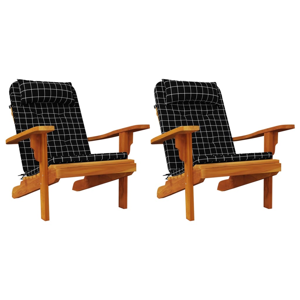 Adirondack Chair Cushions 2 pcs Black Checkered Oxford Fabric