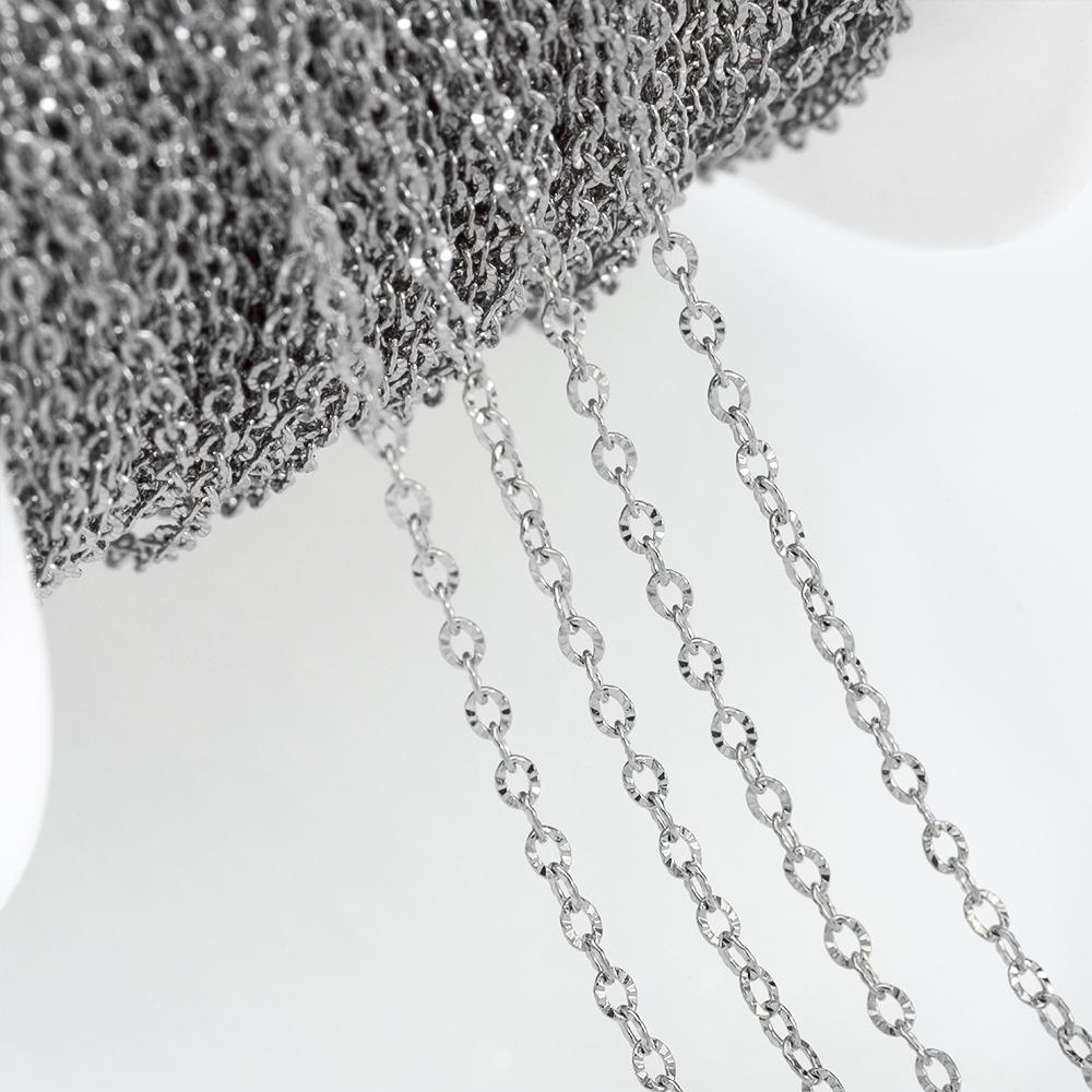 2M Stainless Steel Embossed Radial Grain Link Chain Metal Beads Steel Color Chains Jewelry Making DIY Bracelet Necklace Material