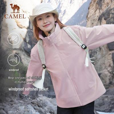 Camel Унисекс ветрозащитная теплая софтшелл куртка