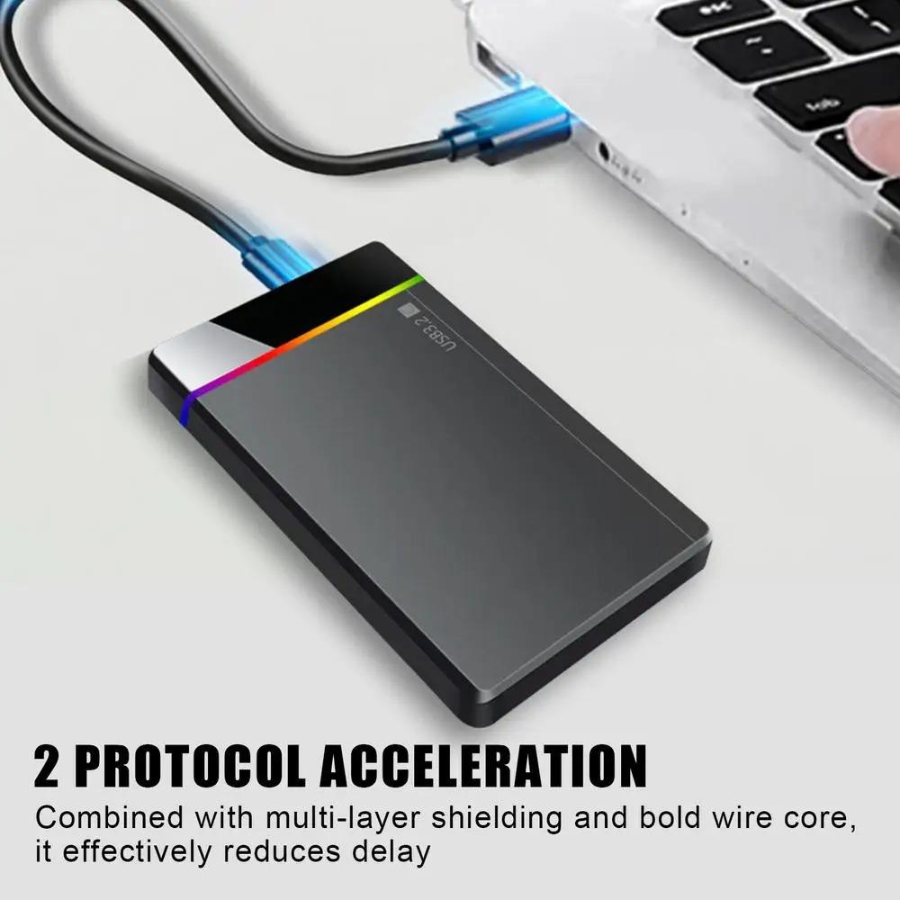 2,5-дюймовый корпус для мобильного жесткого диска RGB без инструментов, SATA на USB 3.2, корпус для жесткого диска, 5 Гбит/с, для ноутбука, SSD, HDD