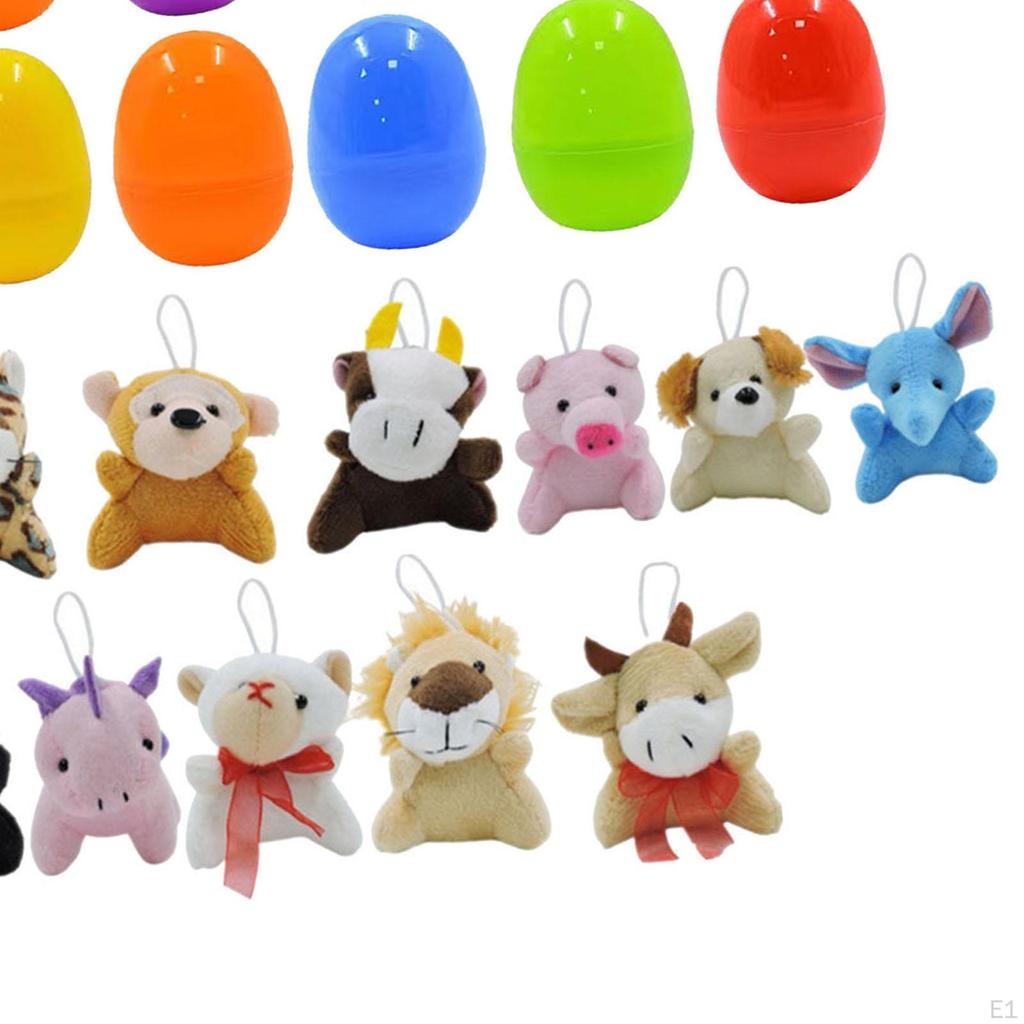 12 Pieces Easter Eggs Filled Mini Plush Animal Toy Figures Funny Colorful Cute Ornaments for