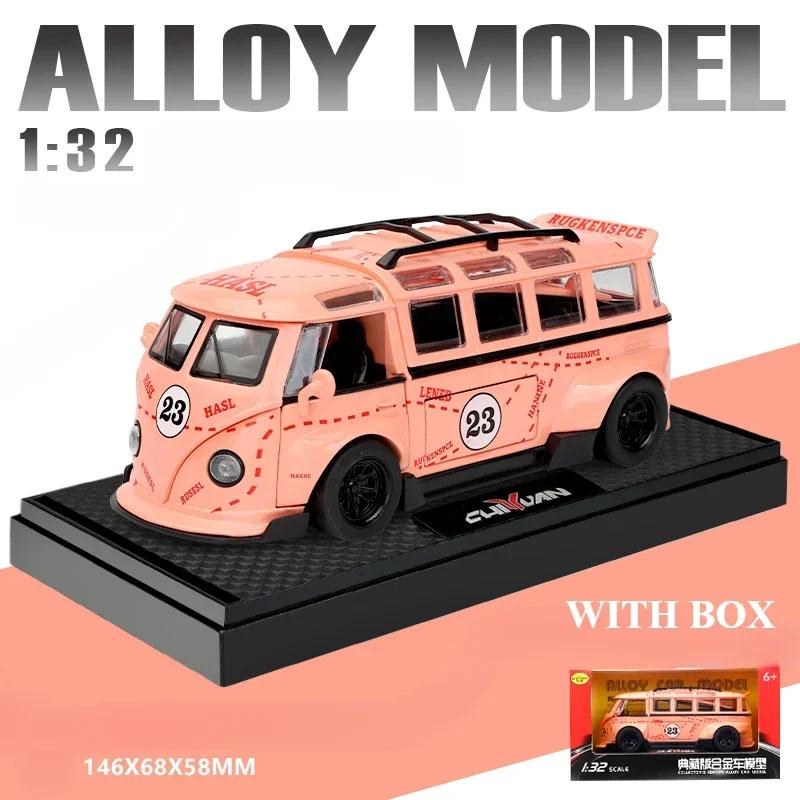 ABBY1 1:32 Модель Автобуса T1 Звук Свет Дети Мальчик Литой Металлический Игрушечный Транспорт Коллекционный Домашний Декор Металлическая Миниатюра Voiture