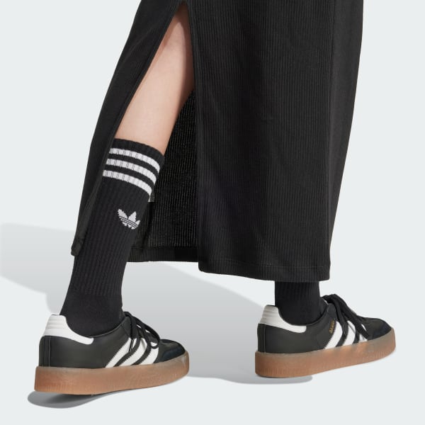 Adidas Originals Adicolor 3-Stripes Fitted Comfortable Knit Dress Women Dresses Black IX6962