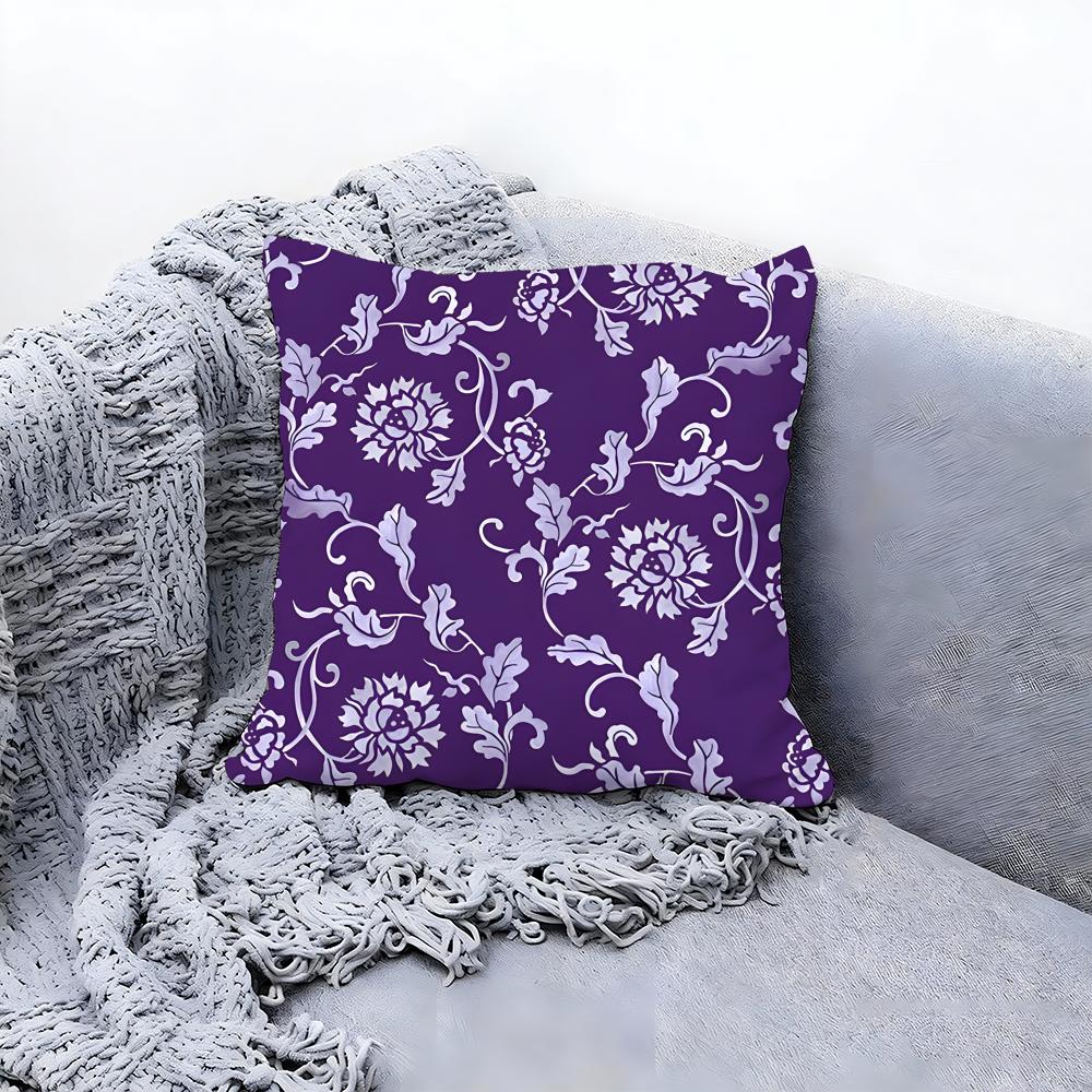 Traditional Chinese Floral Pattern Cushion Cover Premium Comfort Reversible Pillow Cove in One Design for Any Room Car Interior