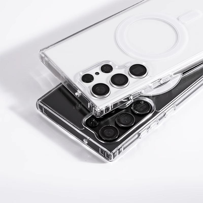 Роскошный магнитный чехол MagSafe для беспроводной зарядки для Samsung Galaxy S25 S24 S23 S21 FE S22 Plus Ultra Противоударный прозрачный акриловый чехол