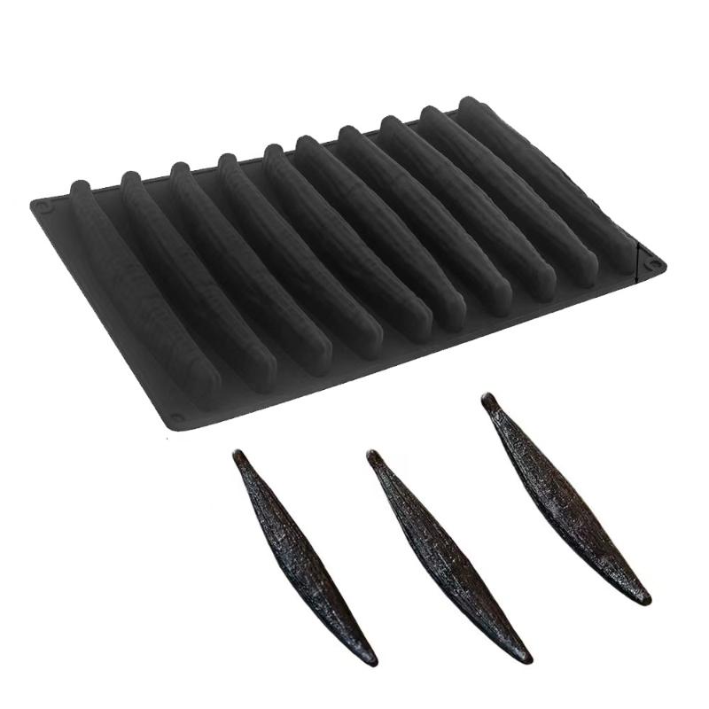 Silicone DIY Dessert Mold 10-Cell Vanilla Pod Design Food Grade Reusable for Chocolate Mousse Cake Pastry Home Baking