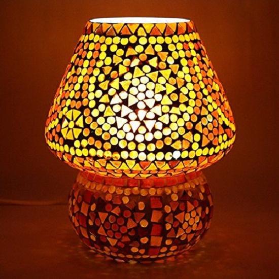 Стеклянная настольная лампа в форме гриба для прикроватной тумбочки, гостиной и домашнего декора. Турецкая лампа (Красный, 6,5 дюймов, Лампочка не входит в комплект).