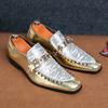 Designer New Men Charm Pointed Gold Dazzling Rivet Monk Strap Leather Shoes Male Dress Wedding Prom Homecoming Loafers Footwear