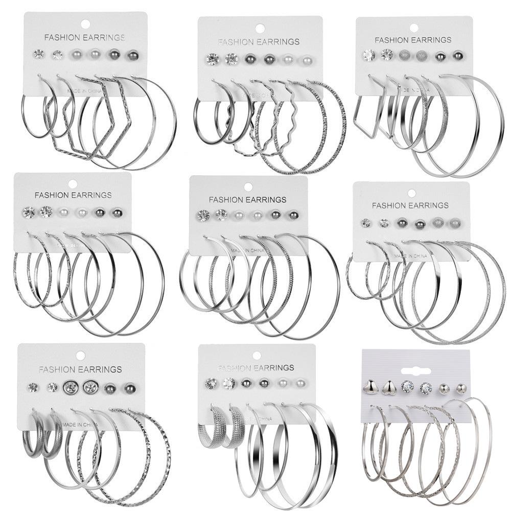 Европейская и американская мода: Комплект из 6 пар эффектных серег в форме буквы С