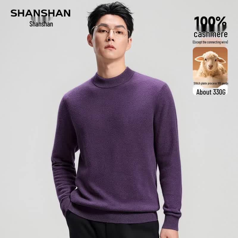 Shanshan Мужской свитер из 100% кашемира с круглым вырезом