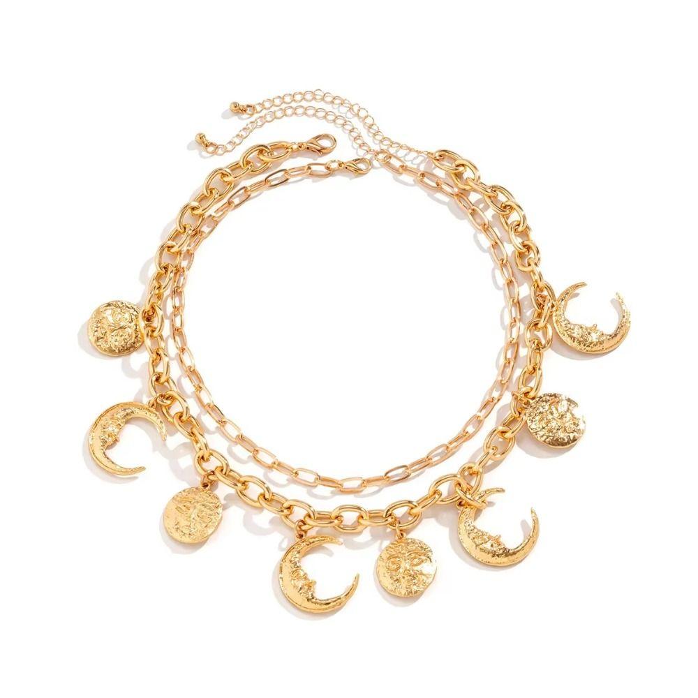 Geometry Metal Collarbone Chain Fashion Cowboy Cowgirl Choker Adjustable Multilayer Necklace Party