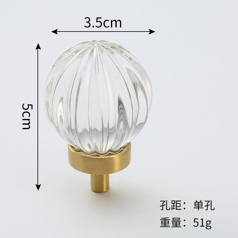 Brass Crystal Cupboard Cabinet Handle Kitchen Drawer Knobs Light Luxury Furniture Hardware Transparent Handle Home Decoration