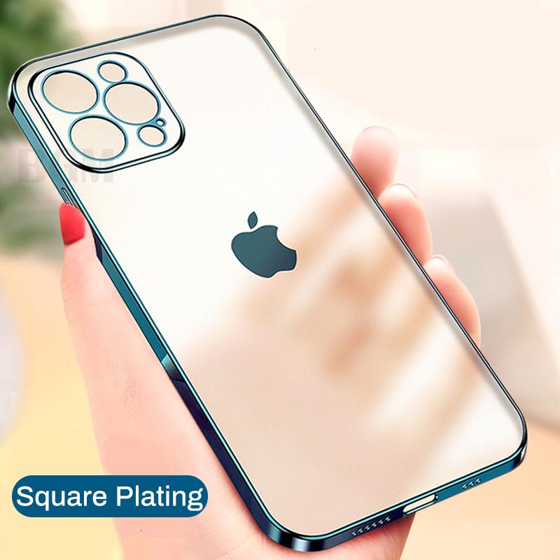 Роскошный матовый прозрачный силиконовый чехол с квадратной рамкой для Iphone 11 12 13 Pro Max Mini Xr X Xs 7 8 Plus Se 2020, мягкий тонкий чехол