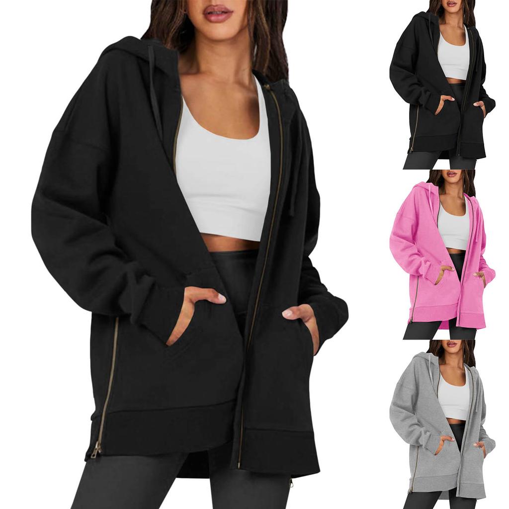 Womens Zip Up Hoodies Long Sleeve Fall Oversized Sweatshirts Jacket With Pockets Fashion Clothes Hoodies For Women