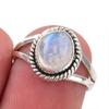 Natural Rainbow Moonstone Gemstone Handmade 925 Sterling Silver Ring Size 6 K4a99