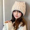 Шапка с кошачьими ушками Y2k Ветрозащитная женская шапка-бини Модная вязаная шапка-пуловер для девочек