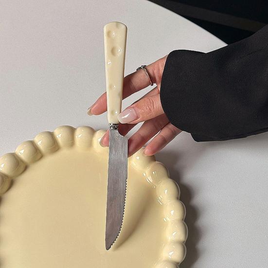 Столовые приборы для западной кухни Нержавеющая сталь Отверстия для нарезки сыра Ручка с тиснением Нож для стейка, пасты, супа, десерта Вилка Ложка Столовые приборы для обеденного стола