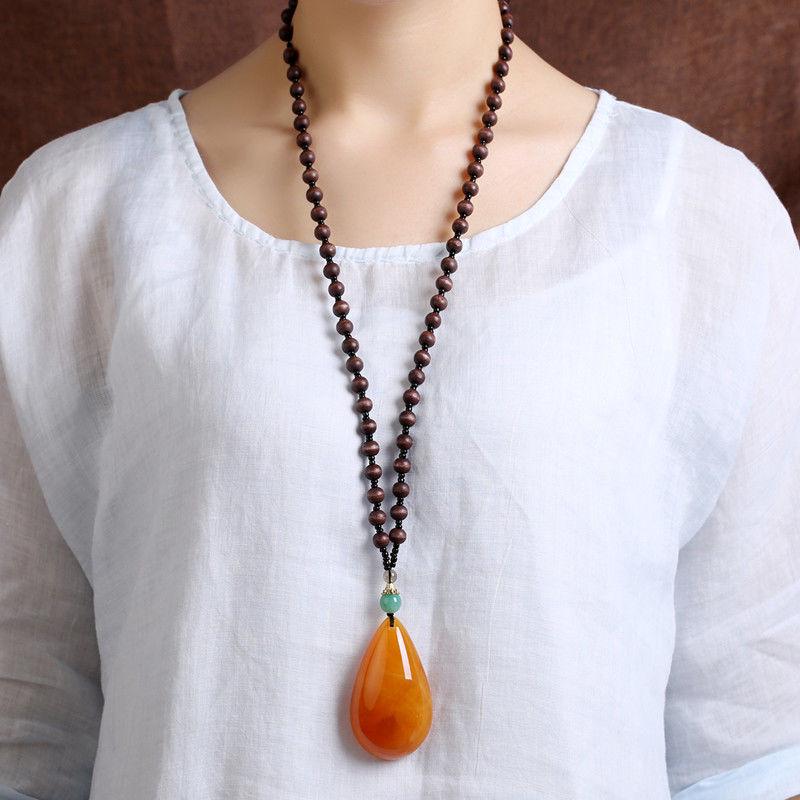Этнический стиль бисерная подвеска из янтаря цепочка для свитера