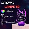 Lampe De Chevet LED - Renard - Hologramme - 3D - Multicolore - Tactile