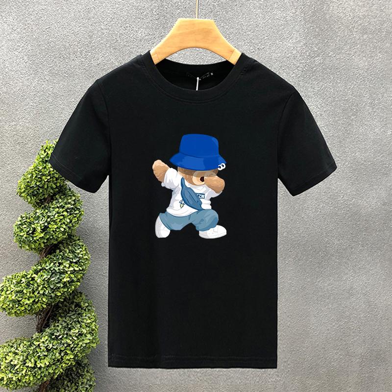 2025 Fashion New For Men's T-shirt High Quality 100% Cotton Bear Printing Summer Casual Cool Loose O-Neck T-Shirt Male Tops 2yk