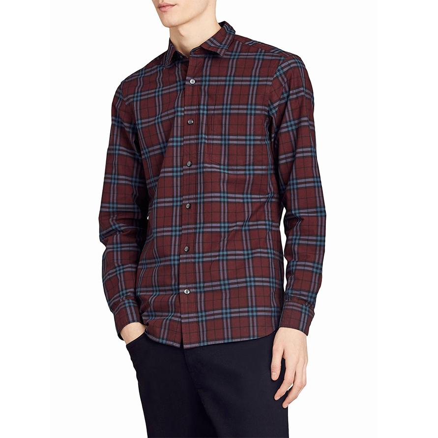 Burberry Shirts Men's Burgundy Crew Neck Moderate Shirt 40663941