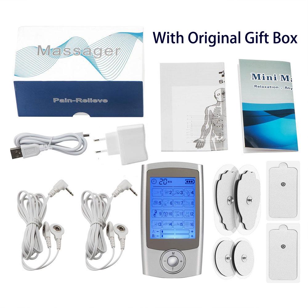 ТЭНС Аппарат 16 Режимов Электрическая ЭМС Стимуляция Мышц Расслабляющий Массажер для Тела Электронный Импульсный Меридианы Физиотерапия Аппарат для Похудения