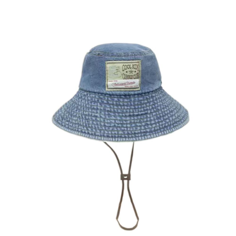 With Drawstring Women Denim Bucket Hat Windproof Western Cowboy Hats Hot Big Brim Sun Hat Summer