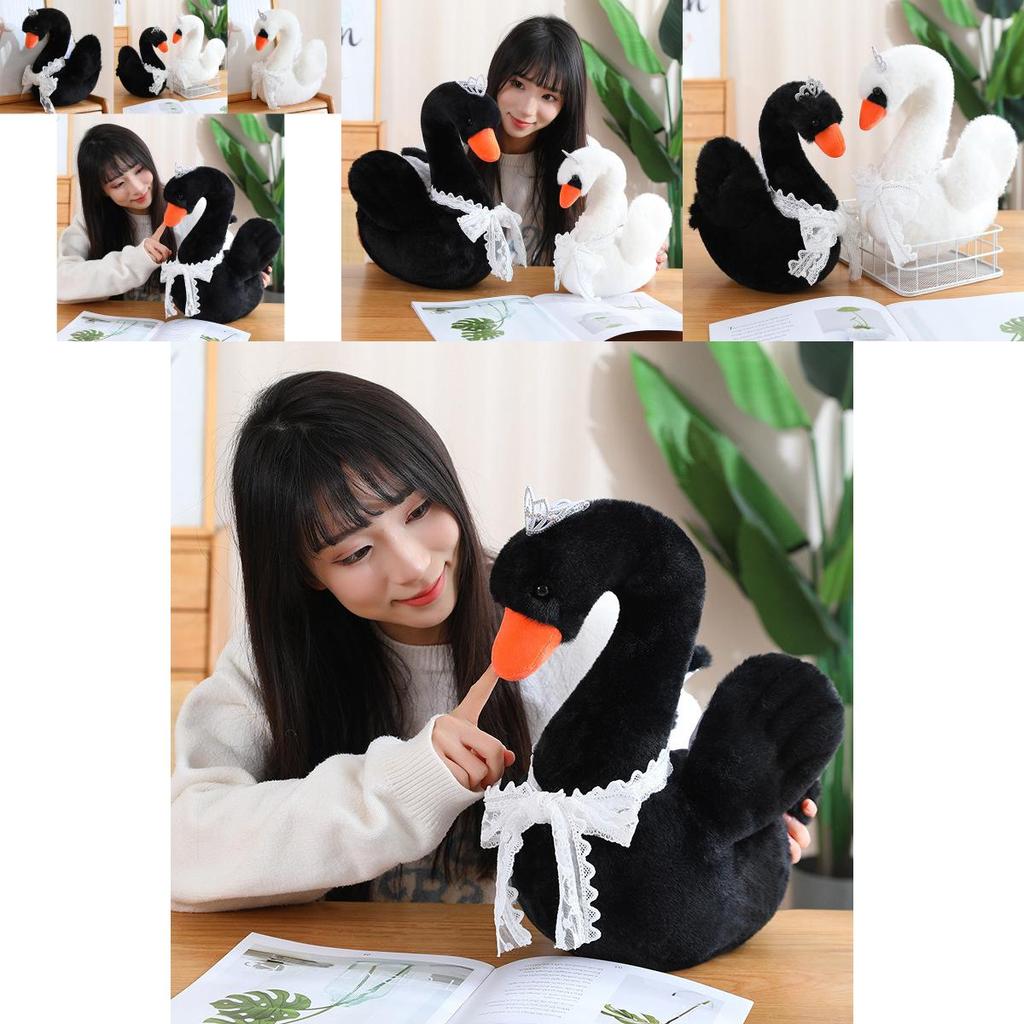 Adorable White And Black Plush Swan Stuffed Animal Doll For Home Decoration And Gift Giving