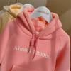 Children's Hooded Fleece Sweatshirt: Spring & Autumn Velvet-Thickened Dopamine Top for Girls